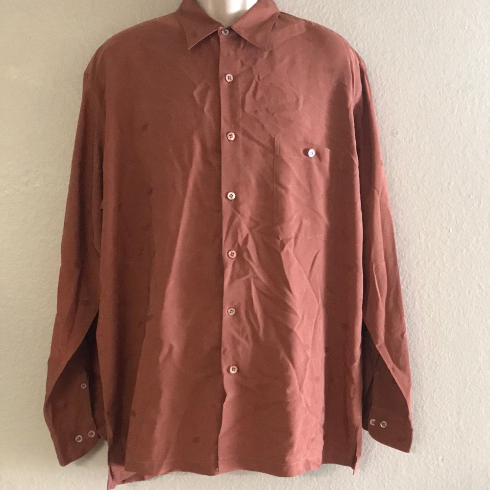 Tori Richards Men's 100% SILK palm tree button down dress shirt